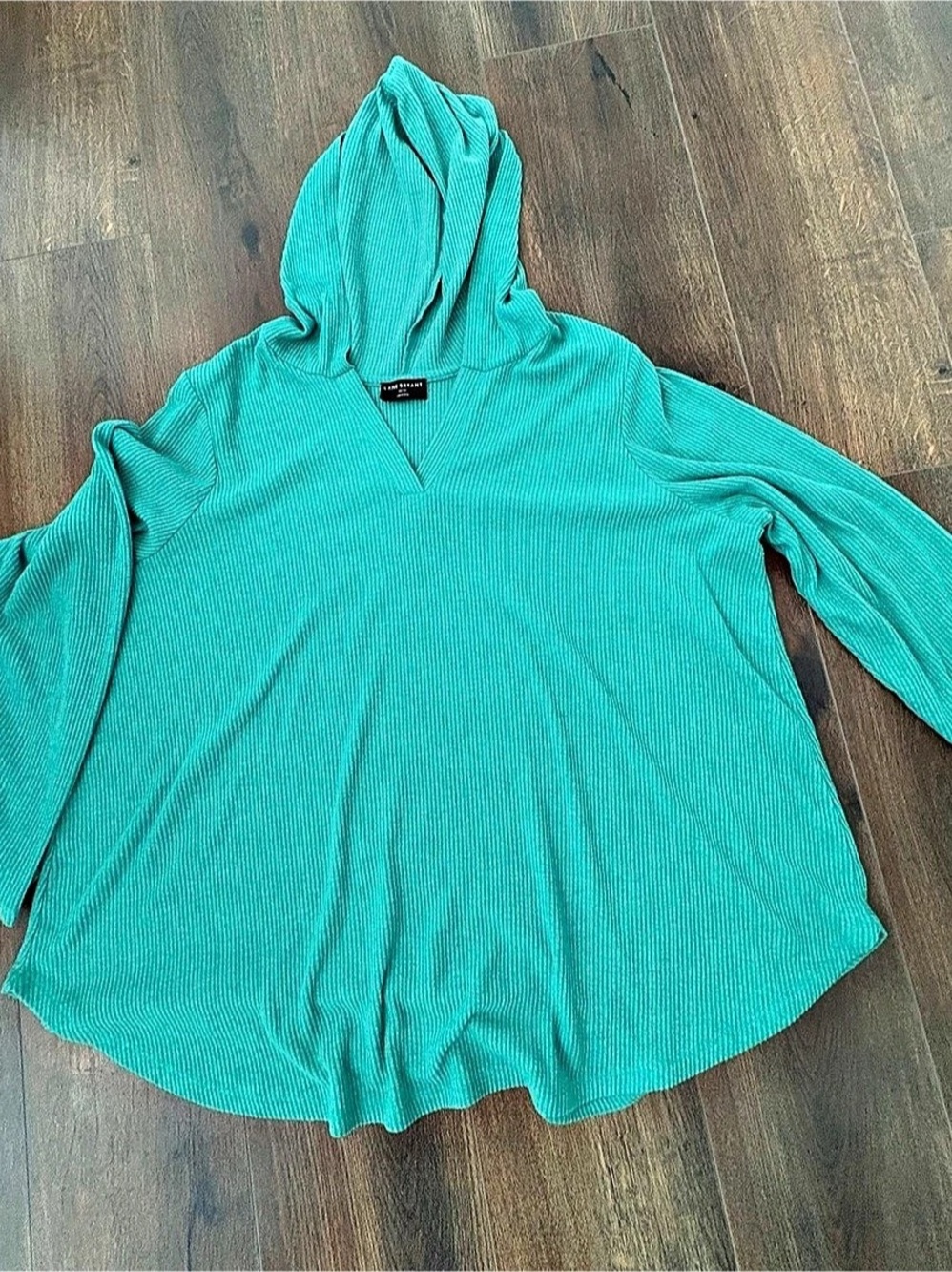 Lane Bryant Ribbed Hooded Tunic Green Size 22/24